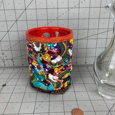 #135 Glass Vase and Colorful Piece