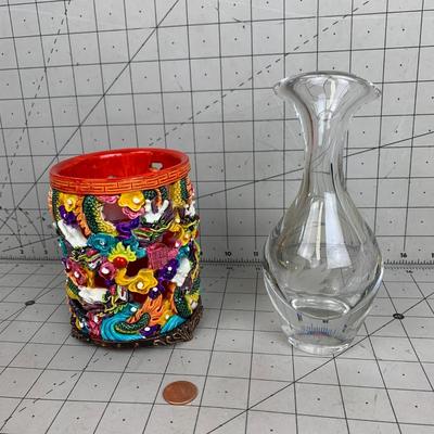 #135 Glass Vase and Colorful Piece