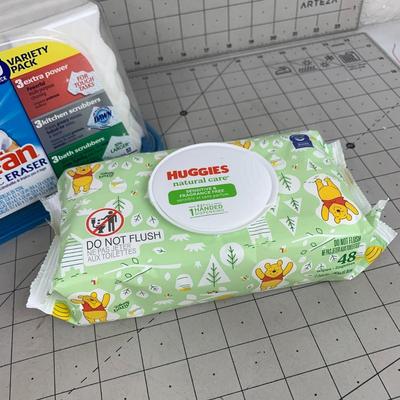 #162 Mr. Clean Magic Erasers and Huggies Natural Care Wipes