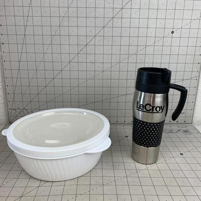 #190 Lecroy Coffee Thermo and Plastic Bowl with Lid