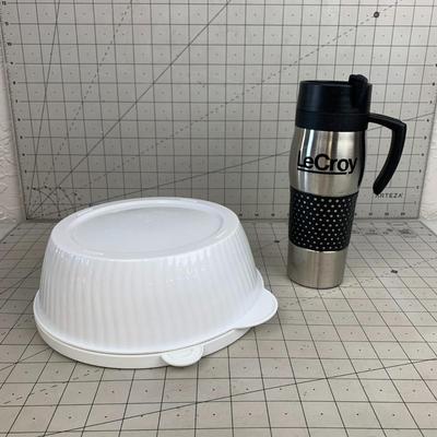 #190 Lecroy Coffee Thermo and Plastic Bowl with Lid