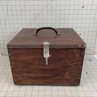 #244 Wooden Box With Shoe Polish and Brushes