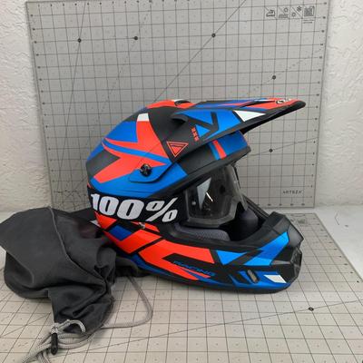#245 HJC CS-MX II Red/Blue Helmet Size Large with Goggles