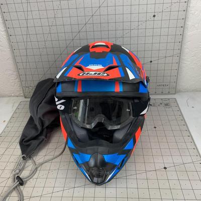 #245 HJC CS-MX II Red/Blue Helmet Size Large with Goggles