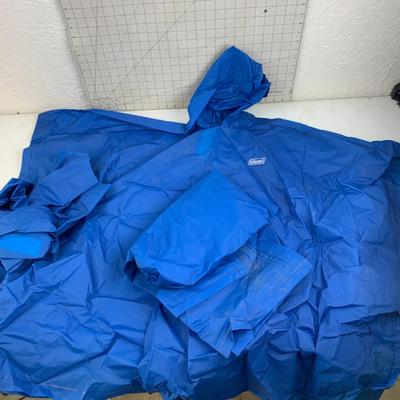 #296 Three Coleman Blue Rain Ponchos
