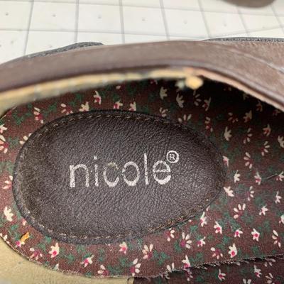 #332 Gray Slippers and Size 9 Nicole Brown Oxford Shoes