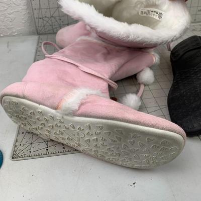 #338 Pink Slipper Boots and Black Slippers