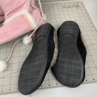 #338 Pink Slipper Boots and Black Slippers