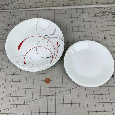 #343 Corelle Red/Gray Plates
