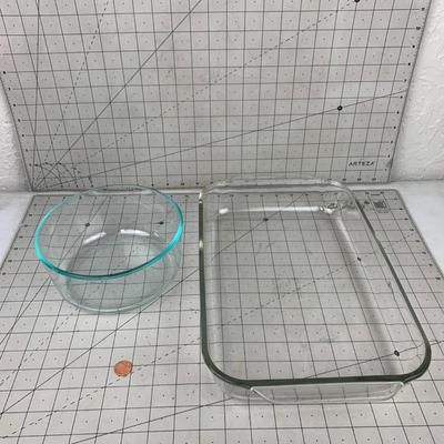 #345 Pyrex Bowl and Glass Baking Pan