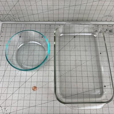 #345 Pyrex Bowl and Glass Baking Pan