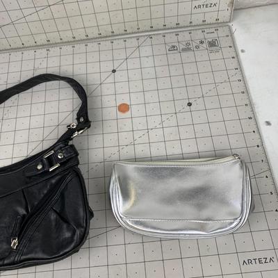 #367 Cabrelli Black Purse and Silver Makeup Bag