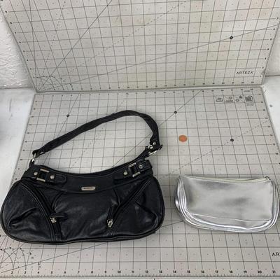 #367 Cabrelli Black Purse and Silver Makeup Bag