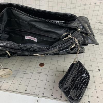 #368 Laura Jones Black Alligator Bag with Coin Purse