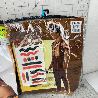 #389 Native Warrior Halloween Costume and Wig