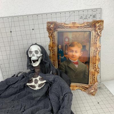 #390 Grimm Skeleton and Haunted Photograph Decor