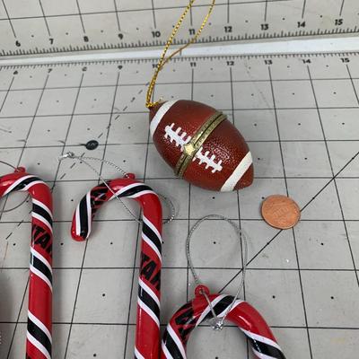 #515 Utah Utes Candy Canes and Football Ornaments