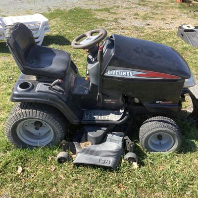 143 Craftsman GT5000 48" Deck Kohler 25HP Lawn Mower with Riding Mower Baggage Attachments