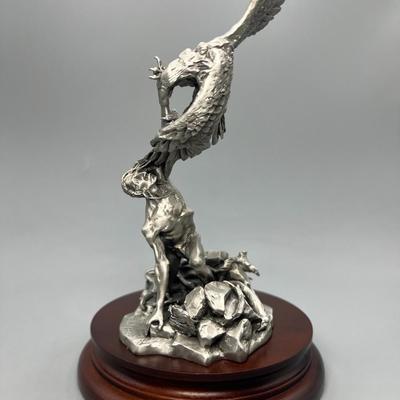Vintage Shoshone-Eagle Catcher Native American Limited Edition Signed Chilmark Fine Pewter Art Figurine Statue with Purchase Provenance