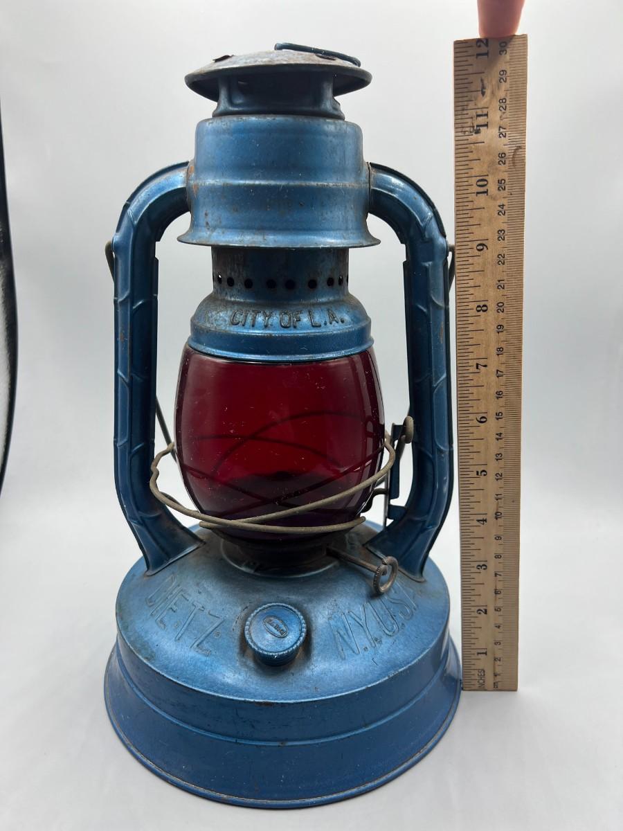 Vintage Dietz No. 100 City of L.A. Kerosene Red Globe Lantern Lamp