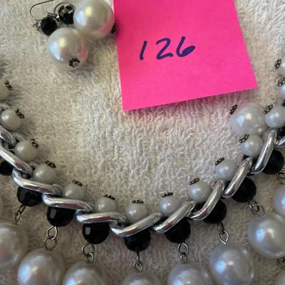 White Bib Necklace Set