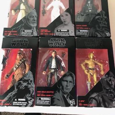 Lot 14 6-6â€ action figures; Obi-wan Kenobi, Princess Leia Organa, Darth Vader, Chewbacca, Hans Solo, C-3PO