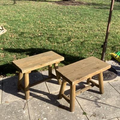 1096 Two Rustic Wooden Benches
