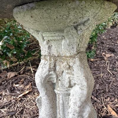 1098 Vintage Cement Dolphin Base Bird Bath | EstateSales.org