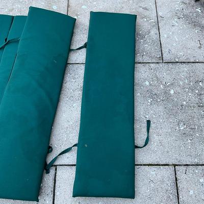 1122 Green and White Striped Cushions with Green Bench Cushions