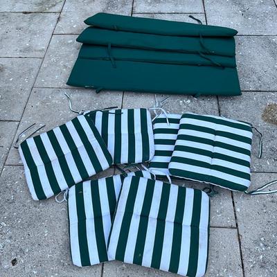 1122 Green and White Striped Cushions with Green Bench Cushions