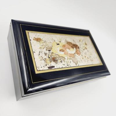 VINTAGE JAPANESE FLOWERED DECOR MUSIC JEWELRY BOX