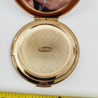 VINTAGE GOLD TONED STRATTON SWAN COMPACT POWDER MIRROR
