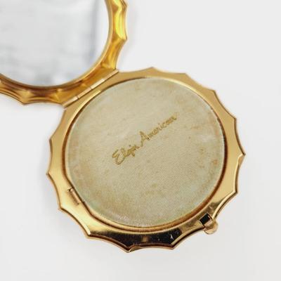 VINTAGE ELGIN AMERICAN GOLD TONED POWDER COMPACT