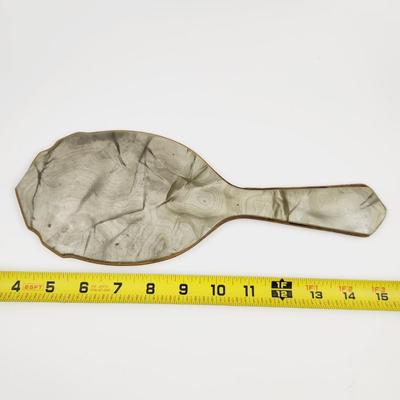 VINTAGE HAND HELD GRAYISH VANITY MIRROR