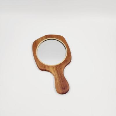 VINTAGE WOODEN HAND HELD VANITY MIRROR
