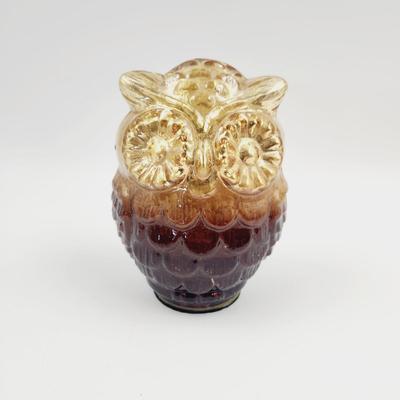 VERY CUTE 2 TONE GLASS OWL DECOR