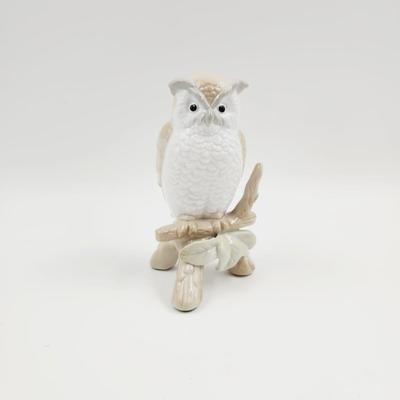 CERAMIC OWL SITTING ON A BRANCH DECOR