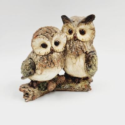 RESIN CUTE OWL COUPLE ON A BRANCH