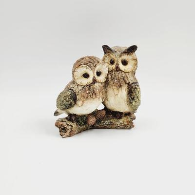 RESIN CUTE OWL COUPLE ON A BRANCH