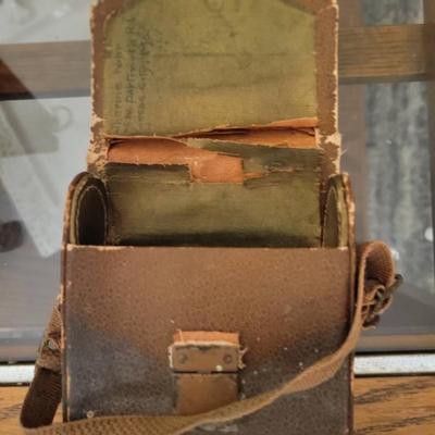 Very Rare Antique Brown 1929 Kodak Junior No. 1A Pocket Folding Leather Bellow and Case