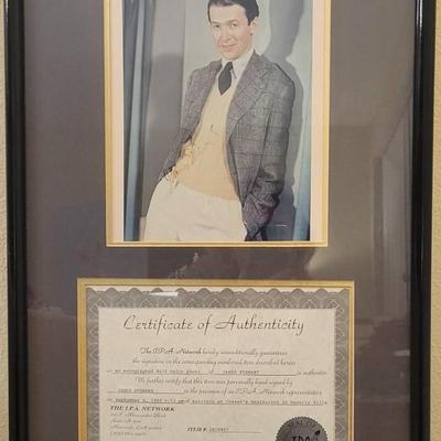 James Stewart "It's A Beautiful Life" Hand Signed Vintage 8X10 Color Photo Framed and Certified