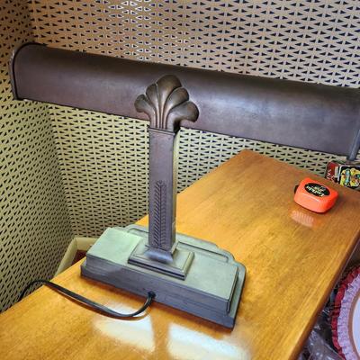 Vintage Heavy Metal Art Deco Air Plane Wing Desk Lamp 2 Bulb