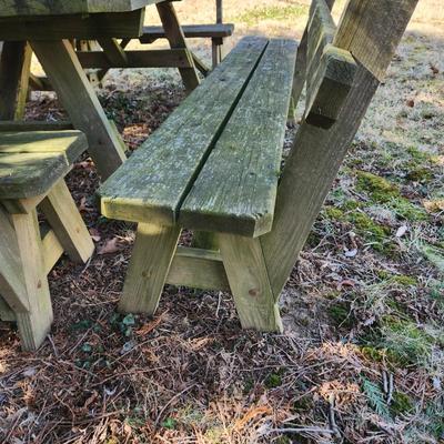 Outdoor Wood Picnic Table and 4 Benches 6ft X45