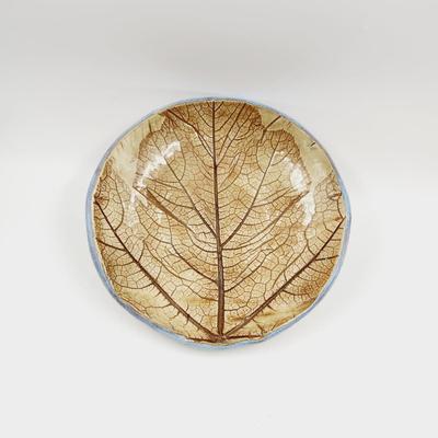 FANTASTIC LEAF POTTERY PLATE SIGNED