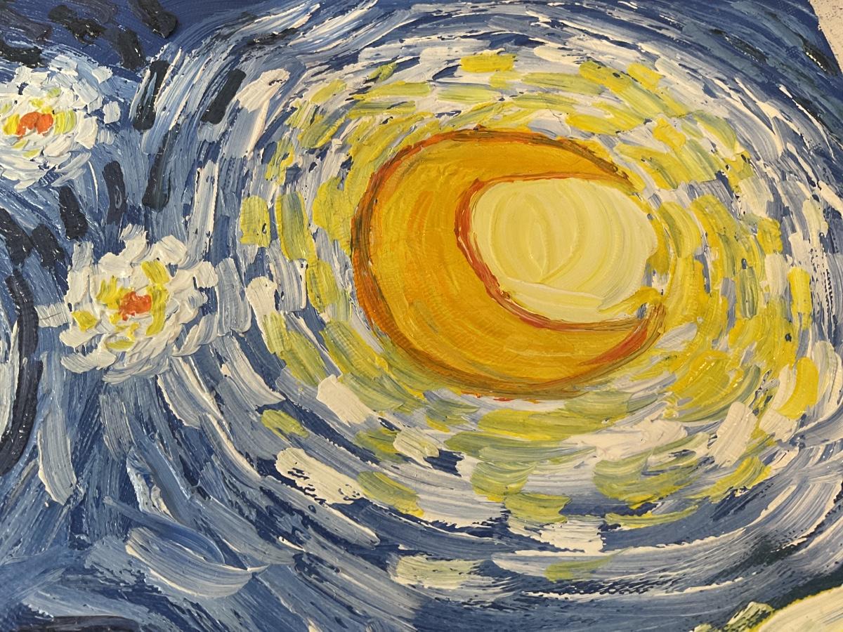 Starry Night Original Van Gogh Paint on Canvas Big 50x60 cm