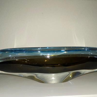Canoe blown art glass bowl