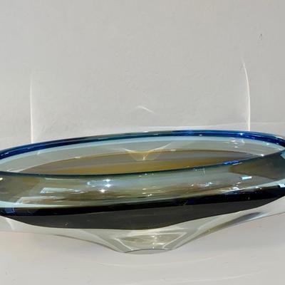 Canoe blown art glass bowl