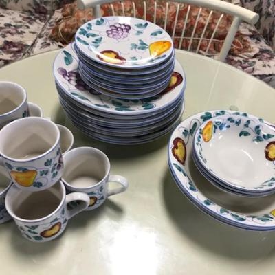 collection of hand painted fruit stoneware
