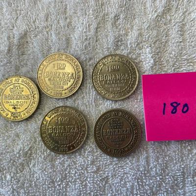 Bonanza Casino Lot of 5 Slot Tokens $1