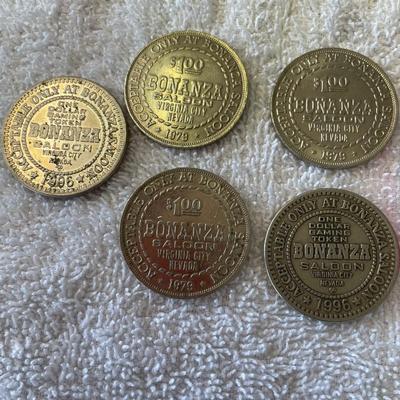 Bonanza Casino Lot of 5 Slot Tokens $1
